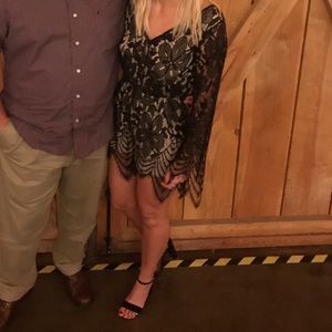 Black Lace Romper - Size S